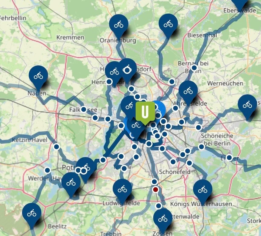 Karte mit allen Routen nach Berlin (Stuttgart fehlt noch)